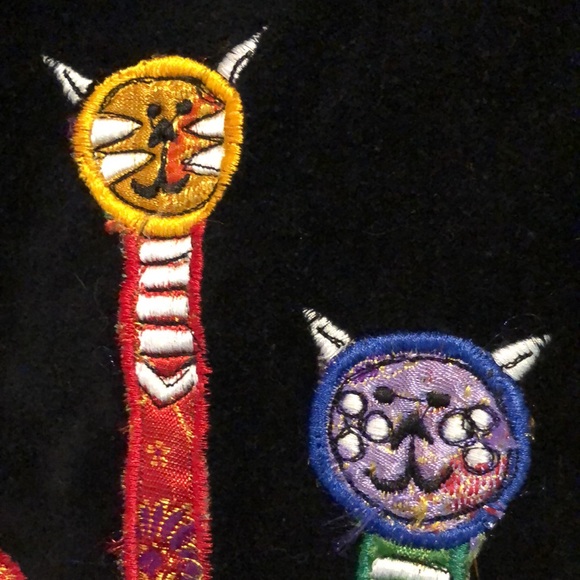 Vintage DRESS BARN Size 1X Embroidered Cat Kitty Kitten Patch Velvet Cotton NWOT - Picture 16 of 16